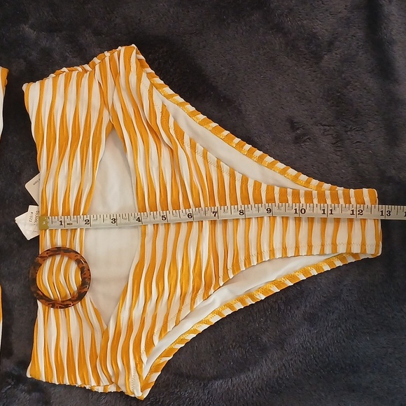 Cupshe High Waist Cutout Bikini - Yellow and White - Picture 2 of 5